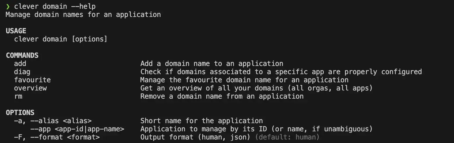 Clever Tools help output example